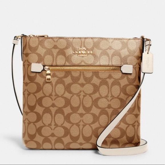 Coach Bags Coach Rowan File Bag Signature Canvas Khaki Chalk